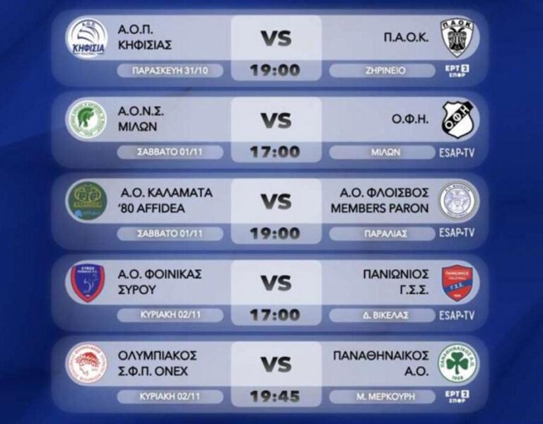 Με Ολυμπιακό-Παναθηναϊκό η δεύτερη αγωνιστική της Volley League ανδρών