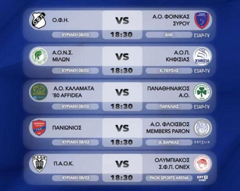 Το πρόγραμμα της 18ης αγωνιστικής της Volley League ανδρών-Ξεχωρίζει το ΠΑΟΚ-Ολυμπιακός